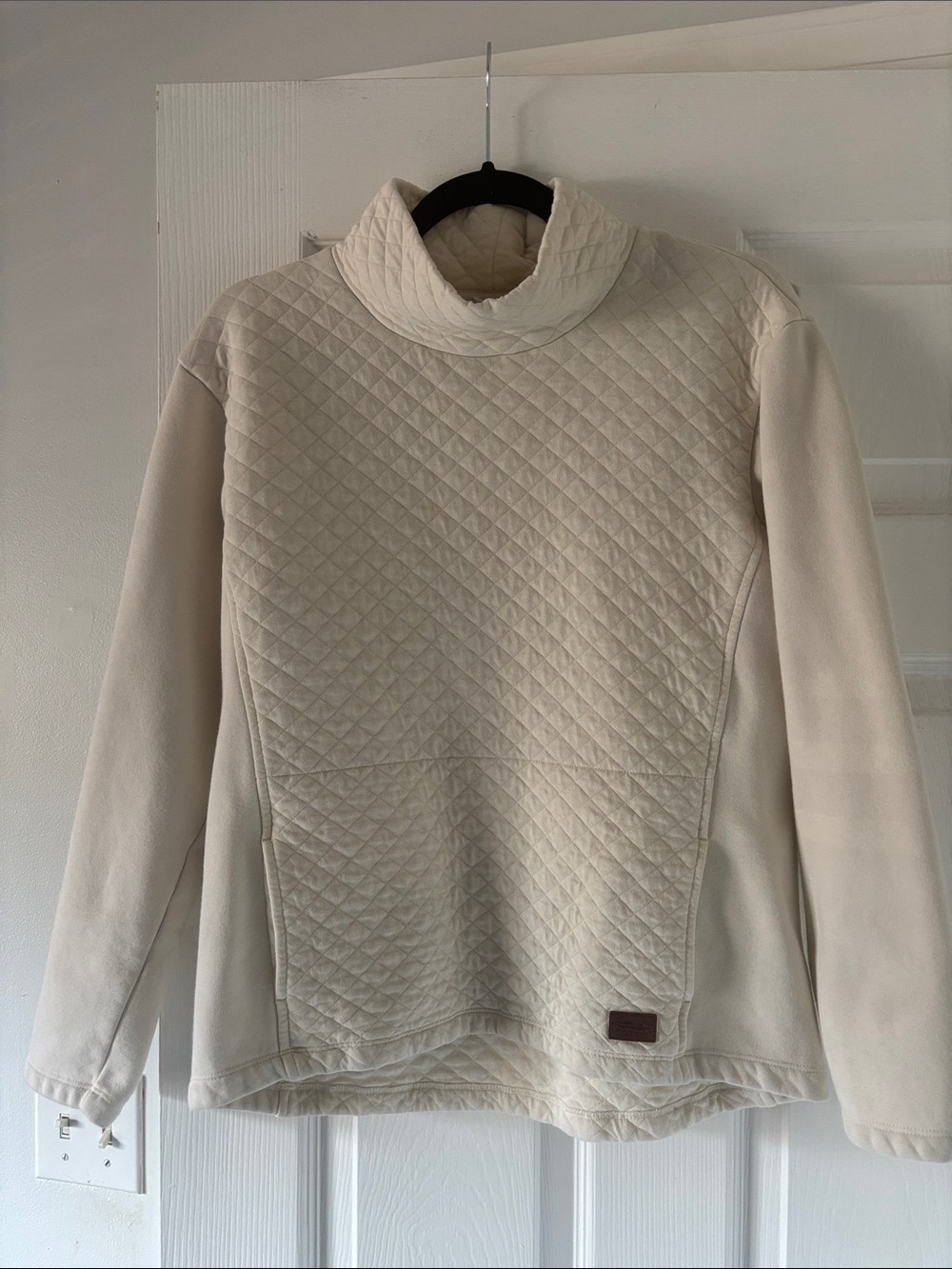 LL Bean Cream Quilted Turtleneck Women's Sweater